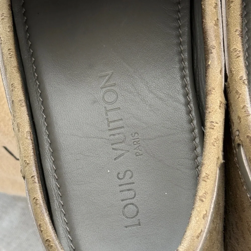 Louis Vuitton Light Sage Green Leather Loafers for Men